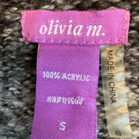 OLIVIA M. Black & silver long scooped neck sweater, S, EUC - Picture 8 of 10